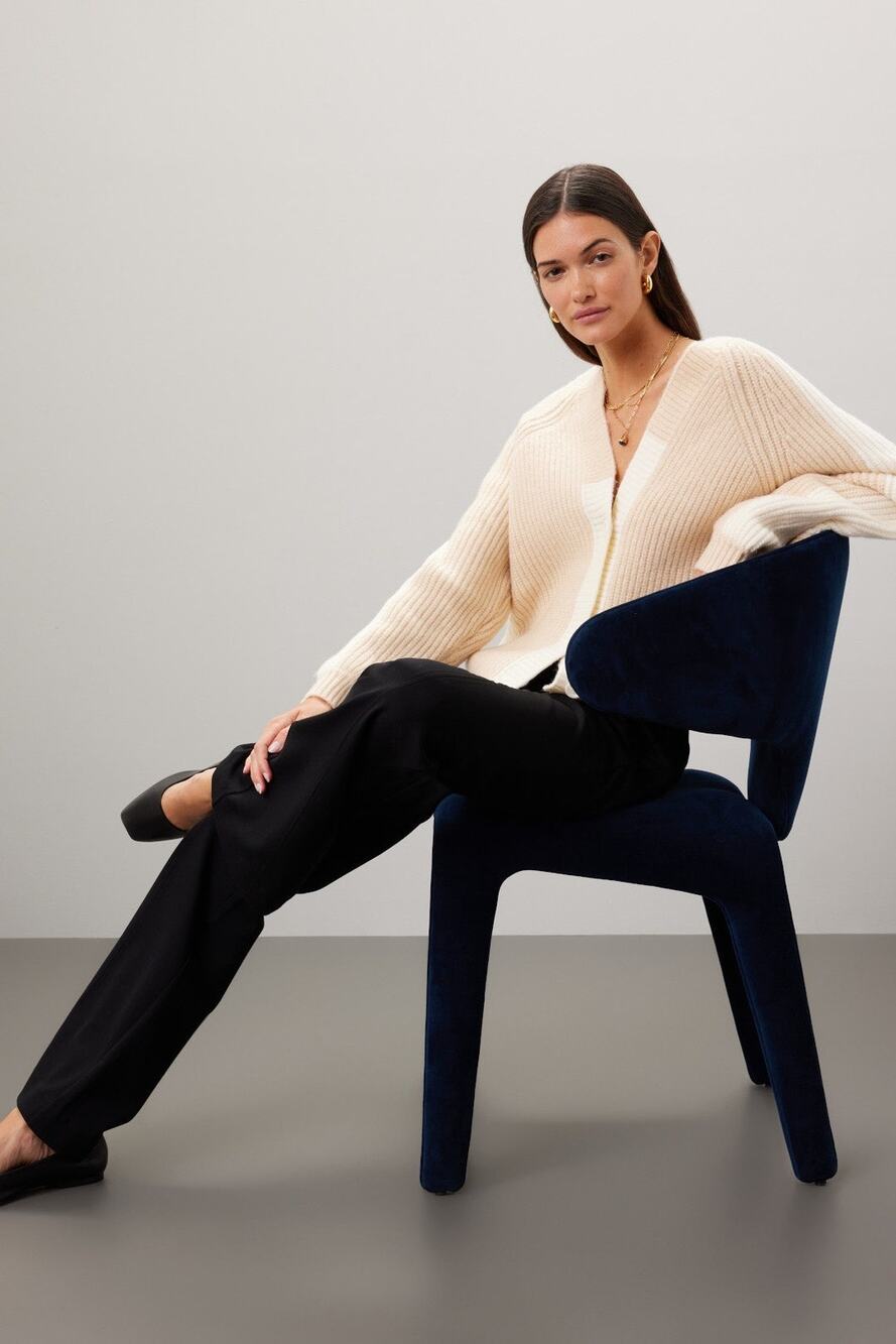 PETER SOM Off-White Tan Two-Toned Colorblock Button Front Cardigan Size Small